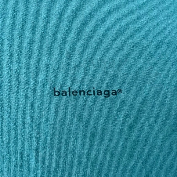 Balenciaga Unisex Army Green Khaki Logo Cotton T-Shirt Size Small - Picture 6 of 6